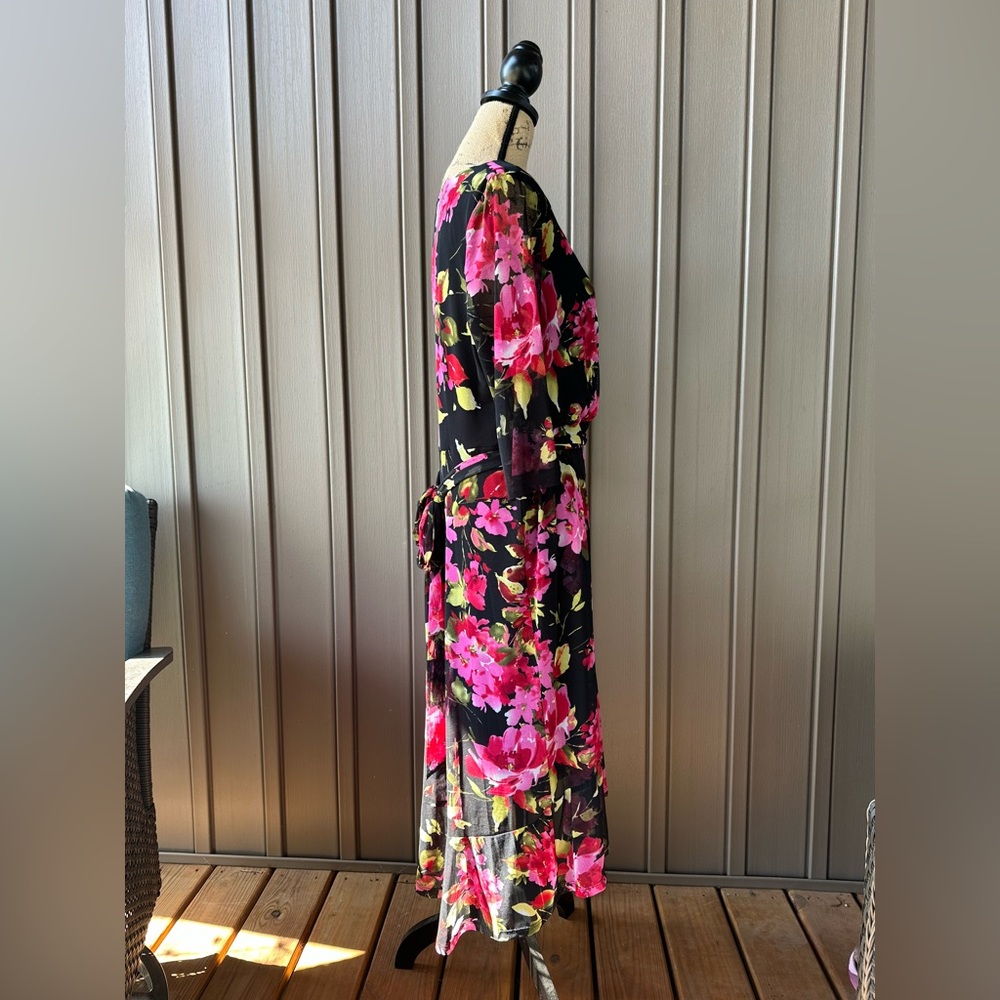 Connected Apparel Womens Plus Mesh Floral Print Dress 14W - Picture 2 of 10